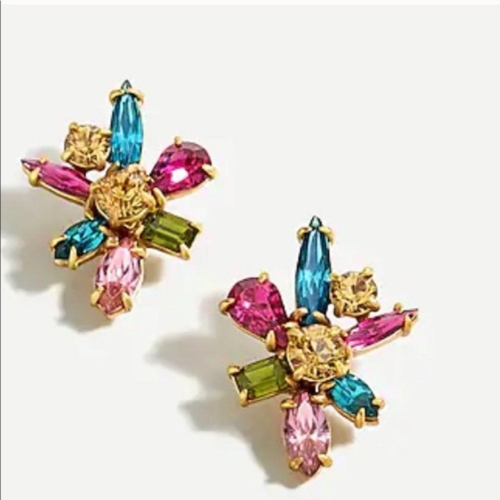 J Crew //  GEM BURST STUD EARRINGS Multicolored